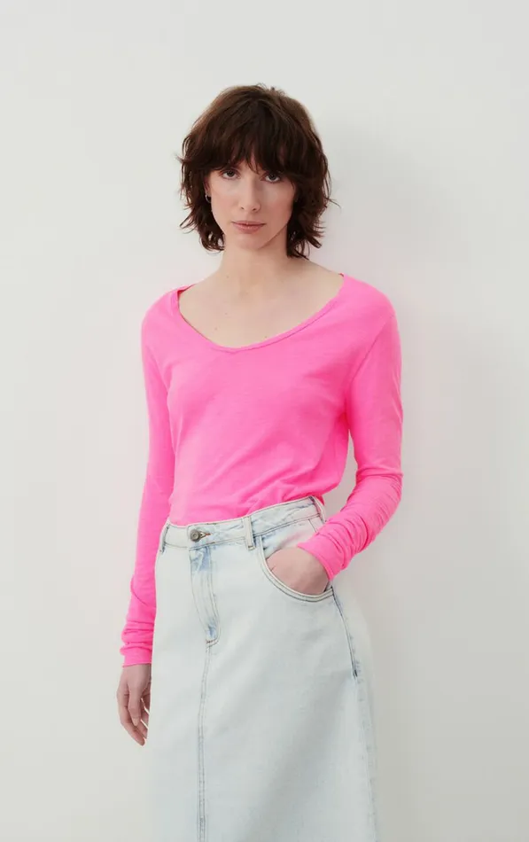 TShirt Jacksonville Fluo Pink Women American Vintage Long Sleeve TShirts