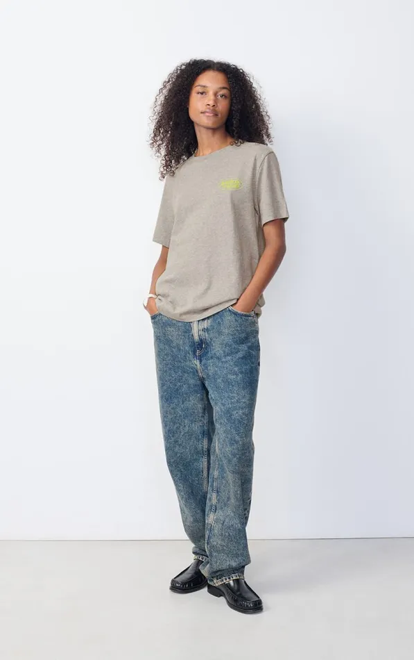 TShirt Ykobow Heather Grey Print Yellow Women American Vintage Short Sleeve TShirts