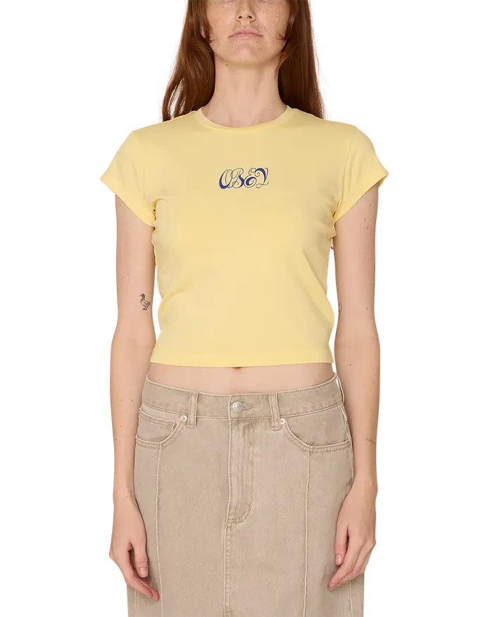 TSHIRTS OBEY Clothing Women SWIRLY SCRIPT HAYDEN TSHIRT Pale Banana