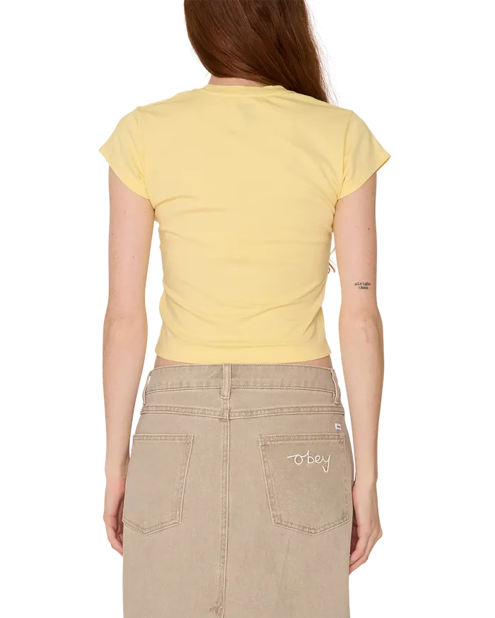 TSHIRTS OBEY Clothing Women SWIRLY SCRIPT HAYDEN TSHIRT Pale Banana