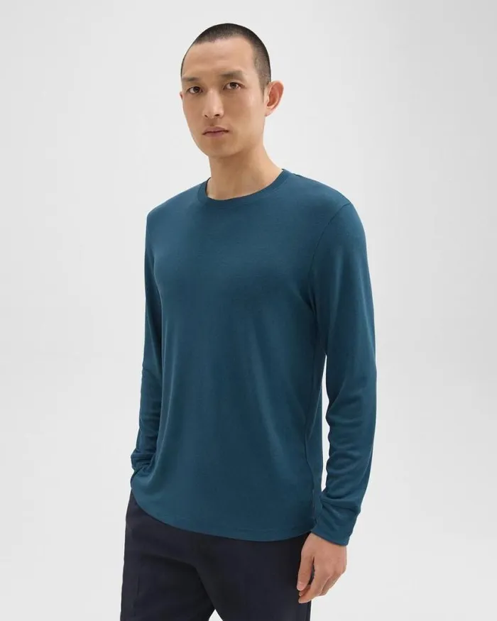 TShirts Polos Men Theory Essential LongSleeve Tee In Anemone Modal Jersey Twilight