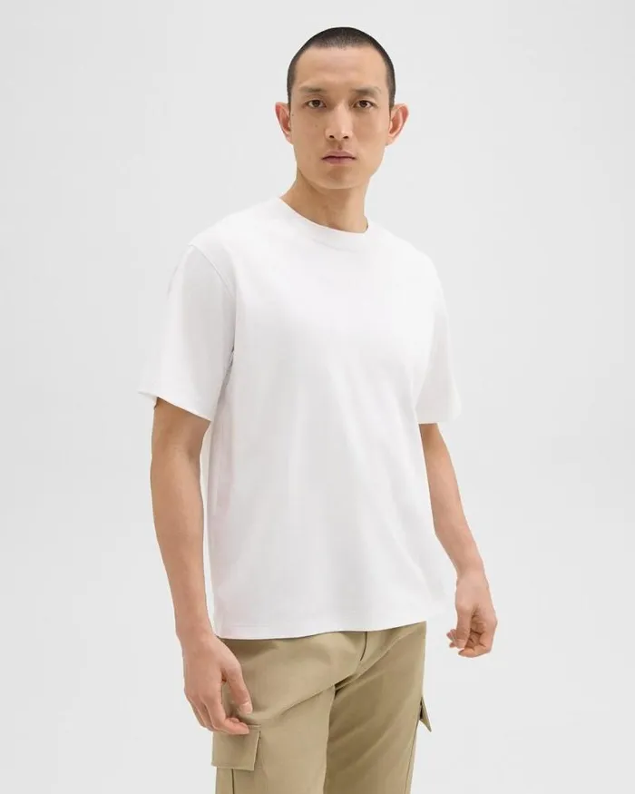 TShirts Polos Men Theory Relaxed Tee In Cotton Jersey White
