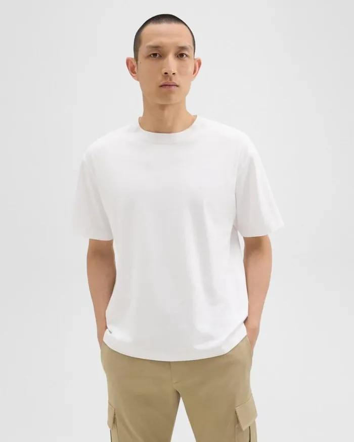 TShirts Polos Men Theory Relaxed Tee In Cotton Jersey White TShirts Polos Men Theory Relaxed Tee In Cotton Jersey White