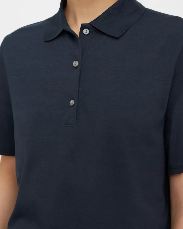 TShirts Tank Tops Women Theory Cropped Polo In Cotton Jersey Nocturne Navy TShirts Tank Tops Women Theory Cropped Polo In Cotton Jersey Nocturne Navy