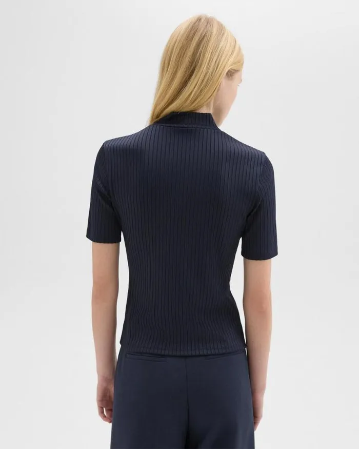 TShirts Tank Tops Women Theory Mock Neck ShortSleeve Top In Rib Knit Nocturne Navy TShirts Tank Tops Women Theory Mock Neck ShortSleeve Top In Rib Knit Nocturne Navy