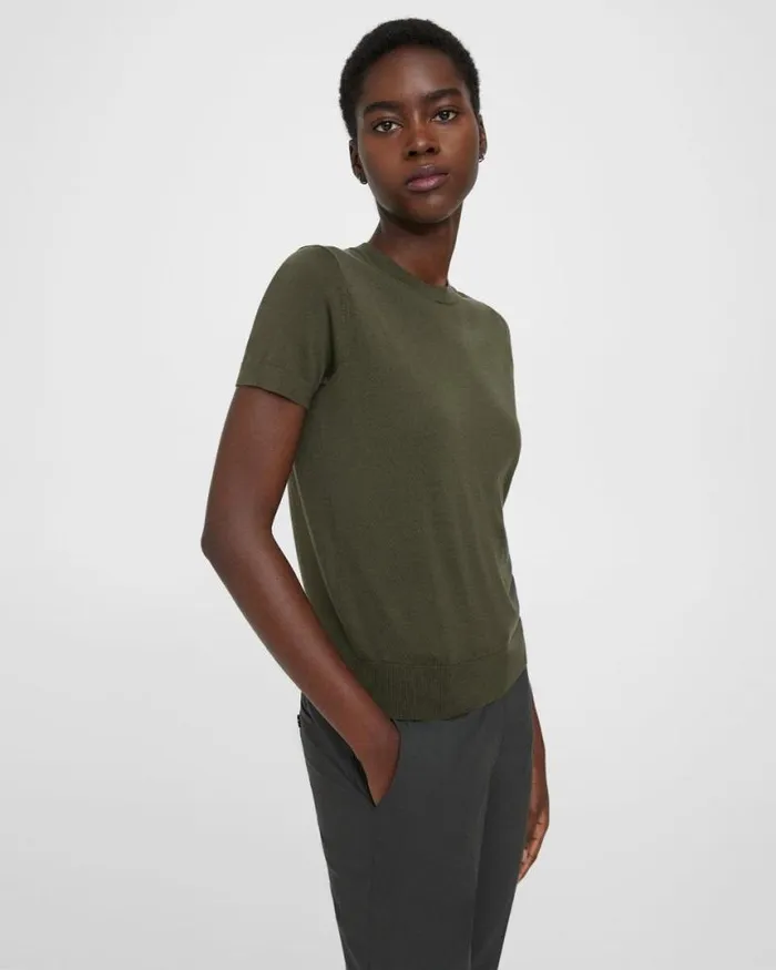 TShirts Tank Tops Women Theory Sweater Tee In Regal Wool Dark Olive