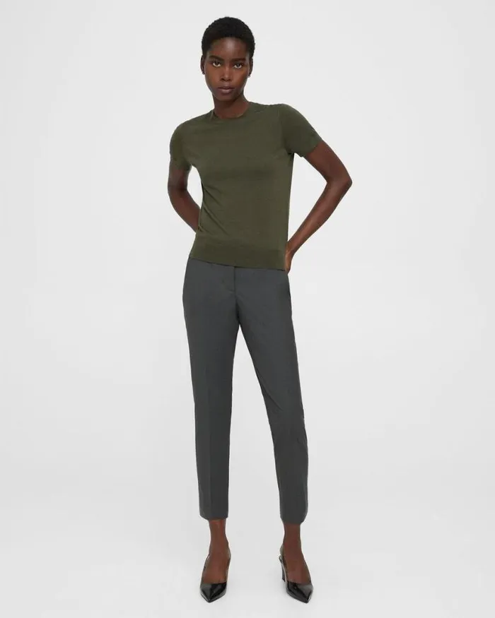 TShirts Tank Tops Women Theory Sweater Tee In Regal Wool Dark Olive