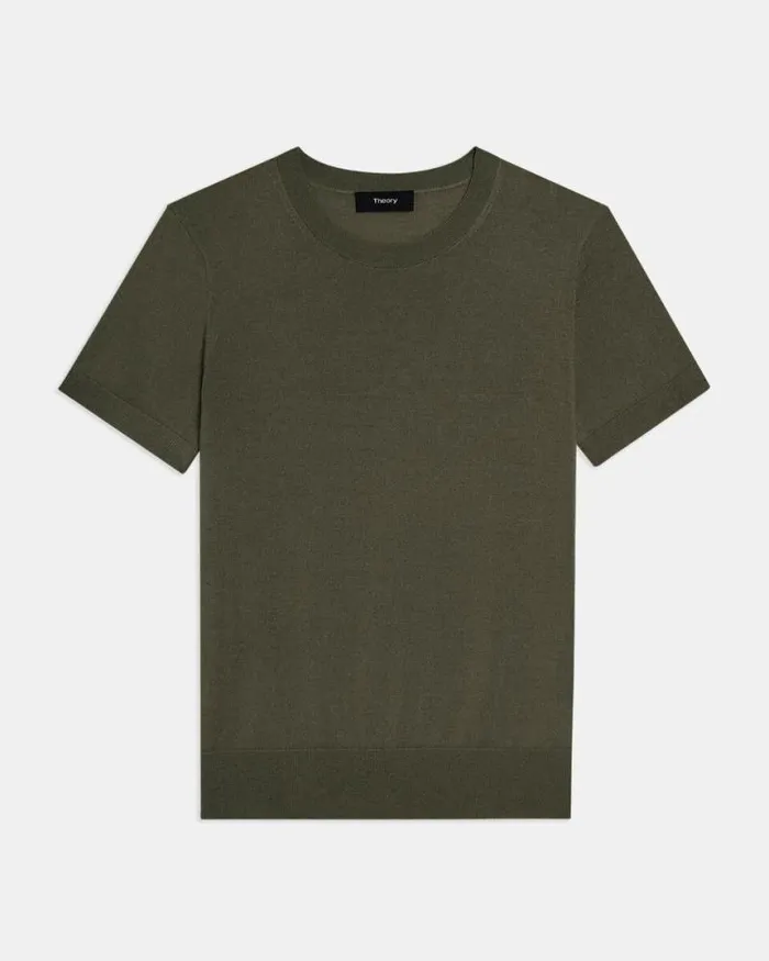 TShirts Tank Tops Women Theory Sweater Tee In Regal Wool Dark Olive