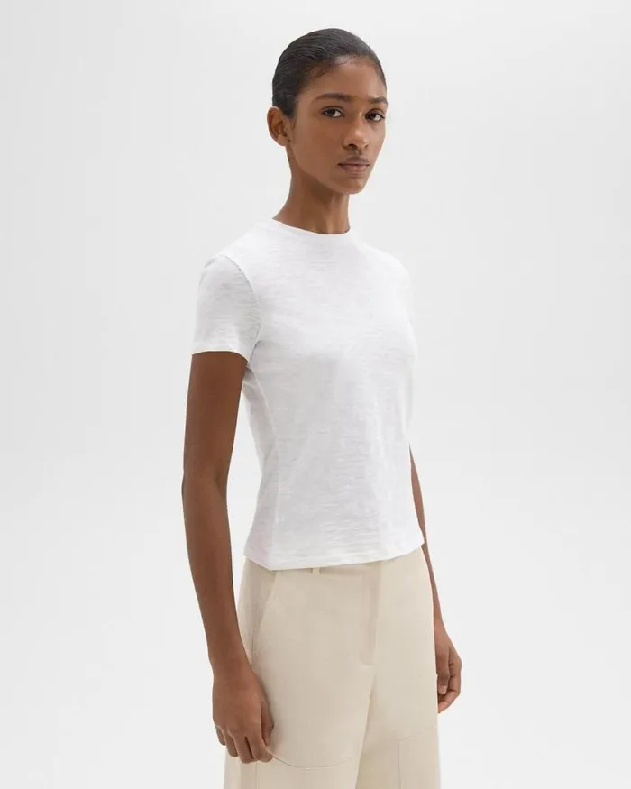 TShirts Tank Tops Women Theory Tiny Tee In Organic Slub Cotton White TShirts Tank Tops Women Theory Tiny Tee In Organic Slub Cotton White