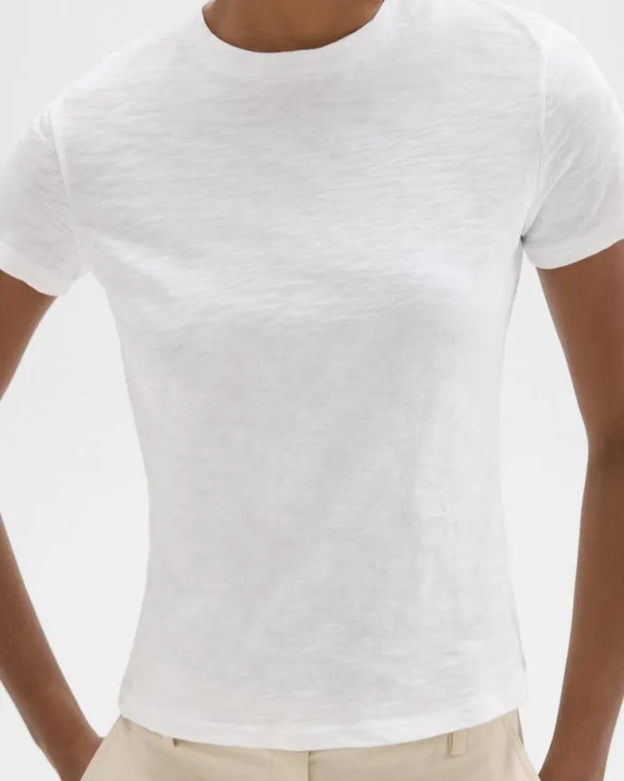 TShirts Tank Tops Women Theory Tiny Tee In Organic Slub Cotton White TShirts Tank Tops Women Theory Tiny Tee In Organic Slub Cotton White