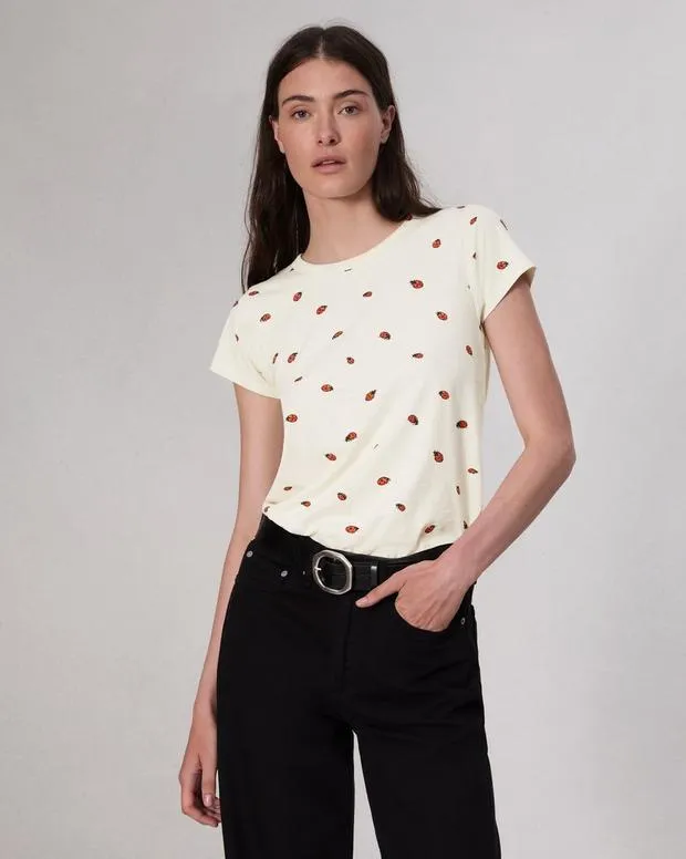 TShirts Women Rag and Bone Ladybug Cotton Tee White Multi
