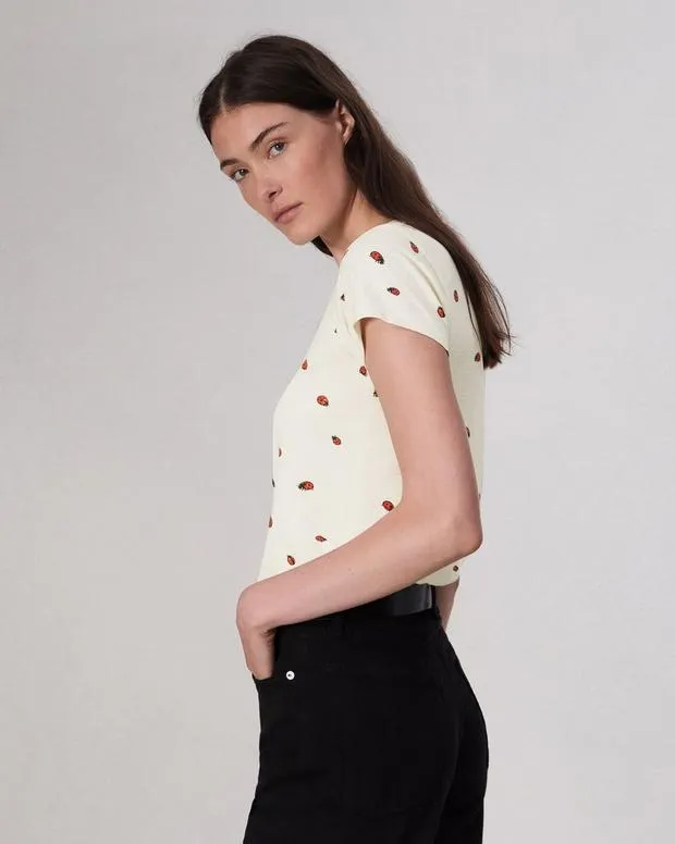 TShirts Women Rag and Bone Ladybug Cotton Tee White Multi