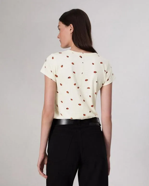 TShirts Women Rag and Bone Ladybug Cotton Tee White Multi