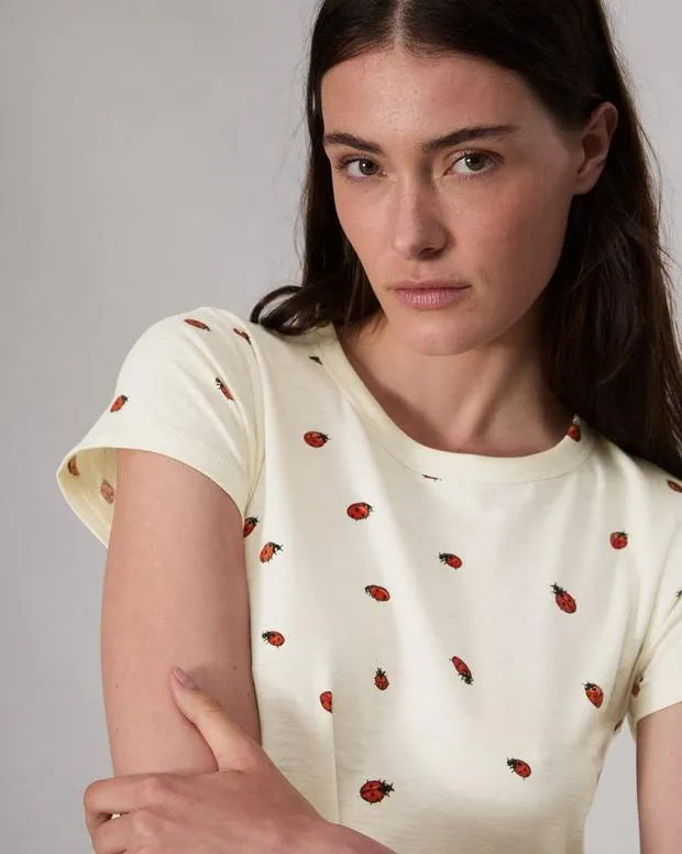 TShirts Women Rag and Bone Ladybug Cotton Tee White Multi
