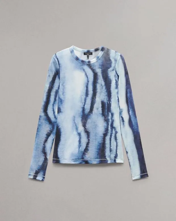 TShirts Women Rag and Bone Yana Stretch Mesh TShirt Blue Multi