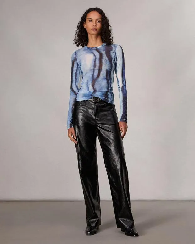 TShirts Women Rag and Bone Yana Stretch Mesh TShirt Blue Multi