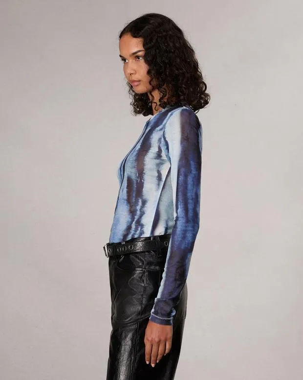 TShirts Women Rag and Bone Yana Stretch Mesh TShirt Blue Multi