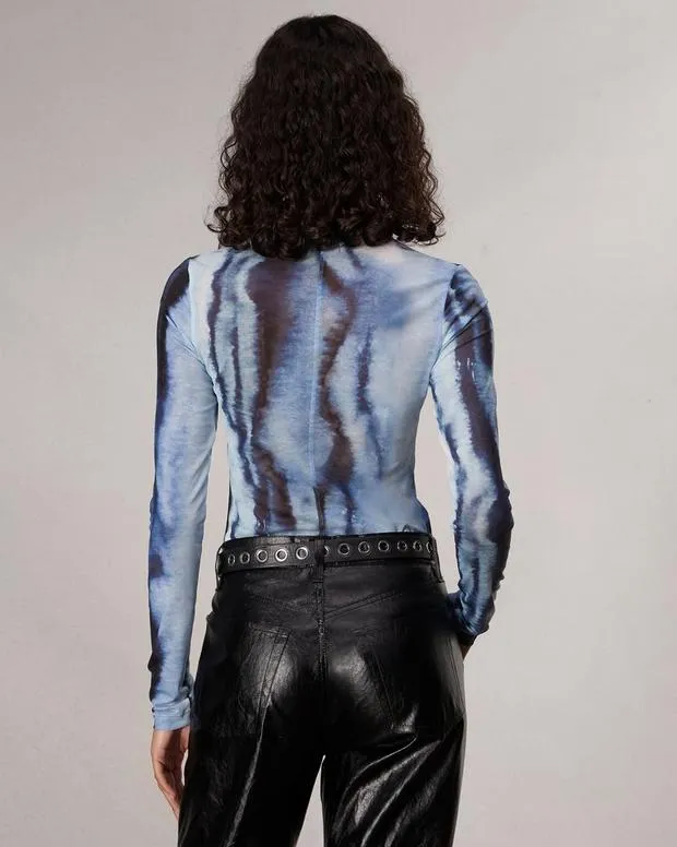 TShirts Women Rag and Bone Yana Stretch Mesh TShirt Blue Multi