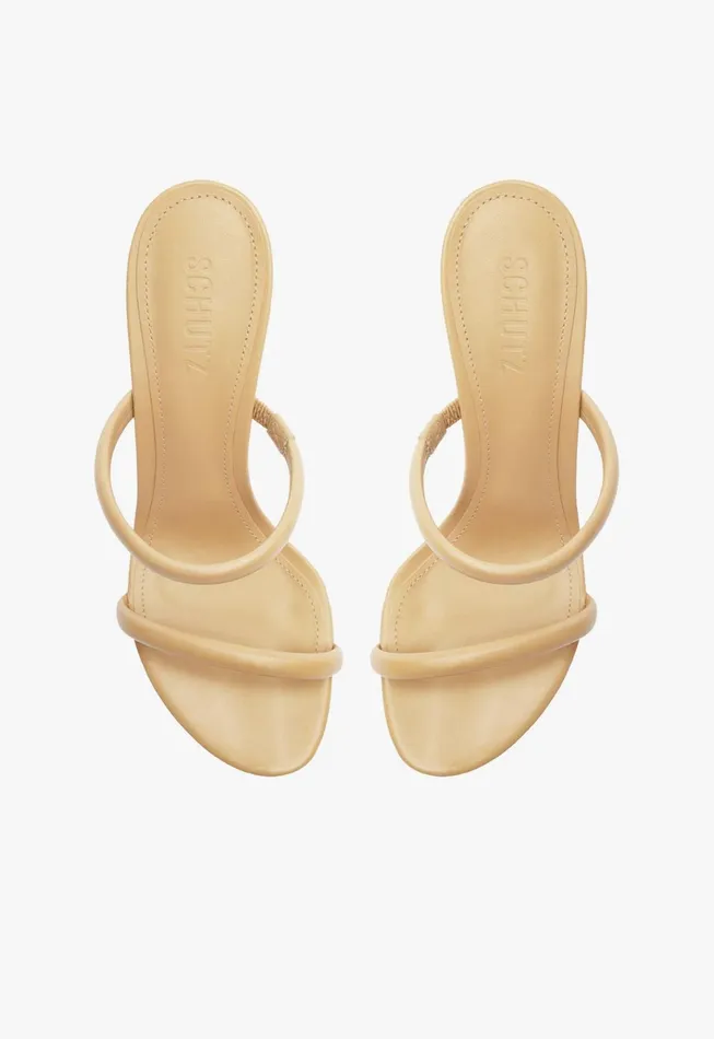 Taliah Nappa Leather Sandal Light Beige Women Schutz Shoes Mules