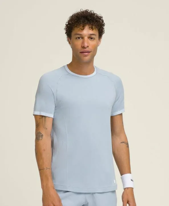 Tanks and TShirts Men Wilson Court Performance Crew Blue Fog