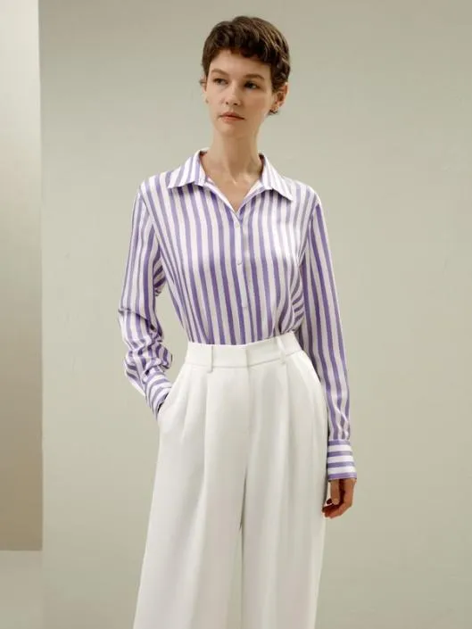 The Amalfi Stripe Silk Shirt Women Blouses Lilysilk Shirts