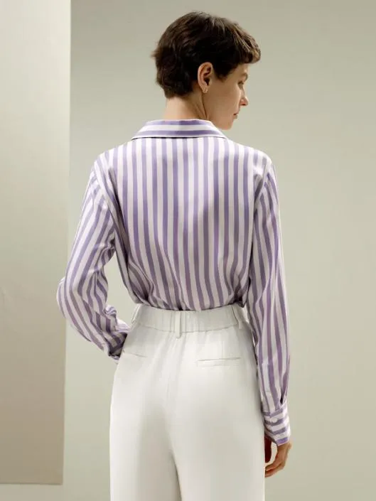 The Amalfi Stripe Silk Shirt Women Blouses Lilysilk Shirts