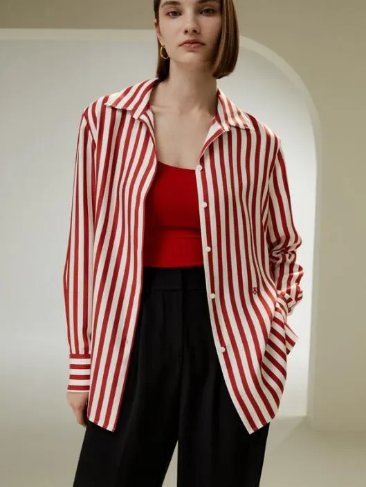 The Amalfi Stripe Silk Shirt Women Blouses Lilysilk Shirts