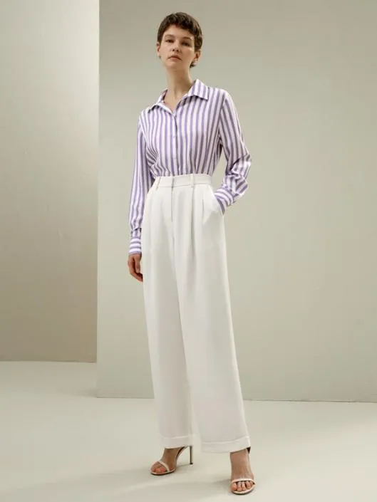 The Amalfi Stripe Silk Shirt Women Blouses Lilysilk Shirts