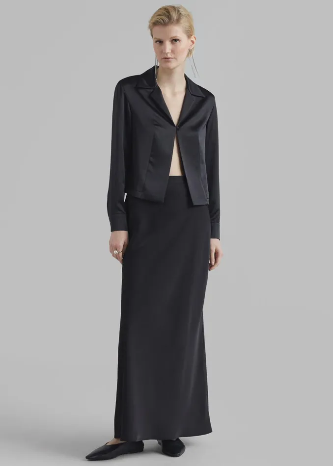 The Frankie Shop Bottoms Ada Satin Skirt 8211 Black 8211 Women