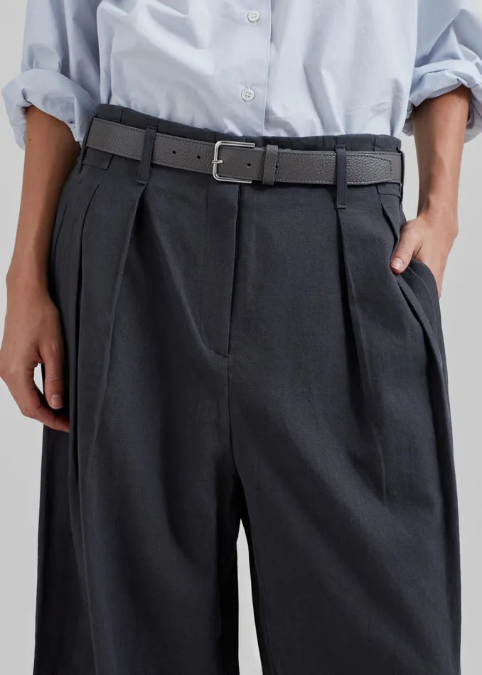 The Frankie Shop Bottoms Branson Cotton Wide Pants 8211 Charcoal 8211 Women