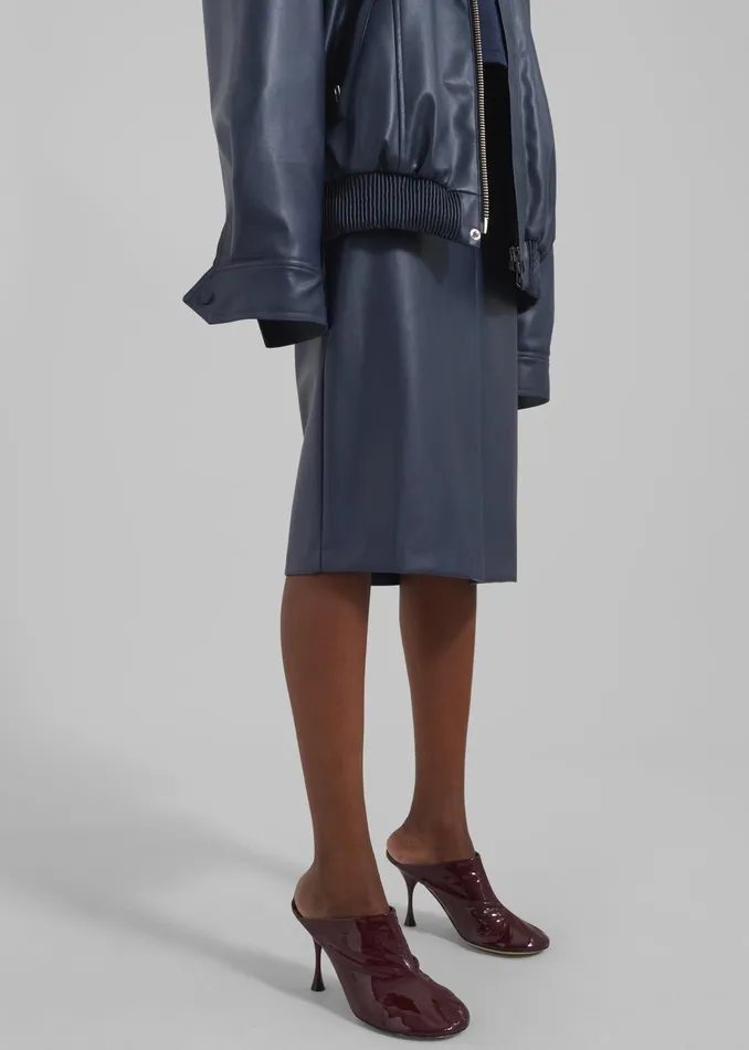 The Frankie Shop Bottoms Brooklyn Faux Leather Midi Skirt 8211 Navy 8211 Women The Frankie Shop Bottoms Brooklyn Faux Leather Midi Skirt 8211 Navy 8211 Women