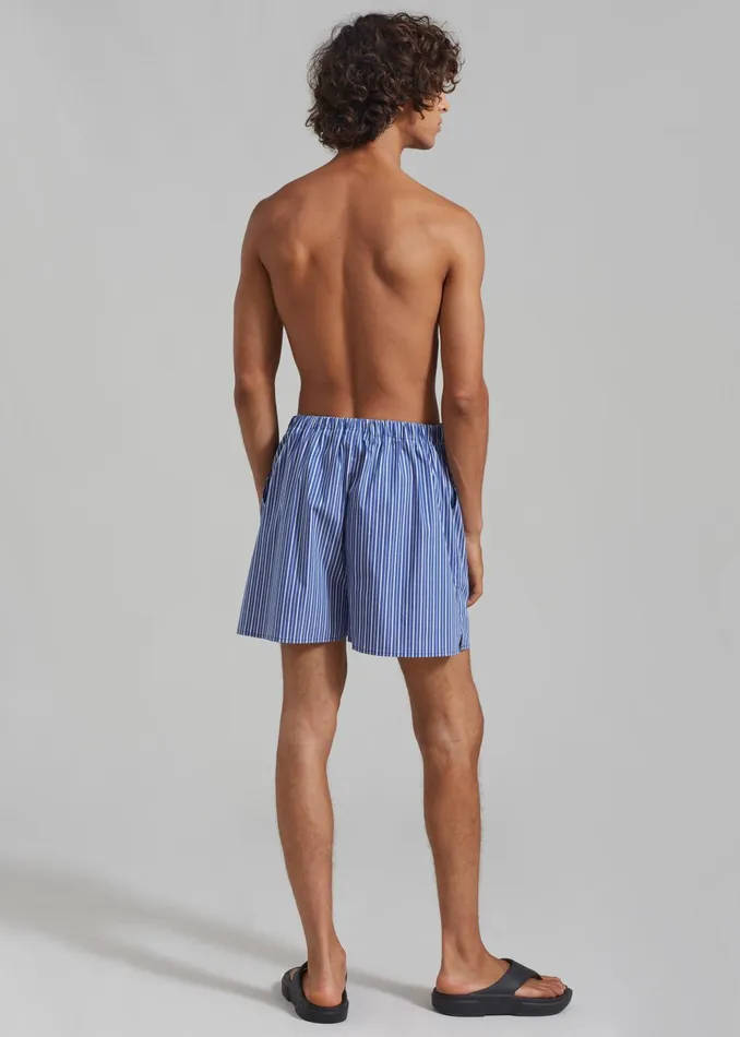 The Frankie Shop Bottoms Cole Cotton Boxer Shorts 8211 Blue Multi Stripe 8211 Men
