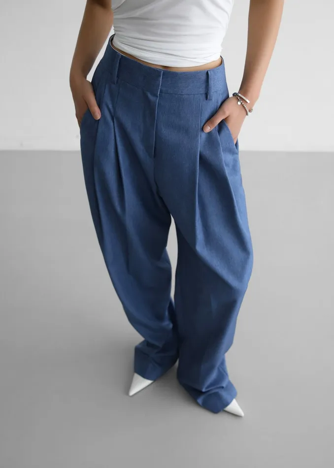 The Frankie Shop Bottoms Cooper Pintuck Trousers 8211 Blue 8211 Women
