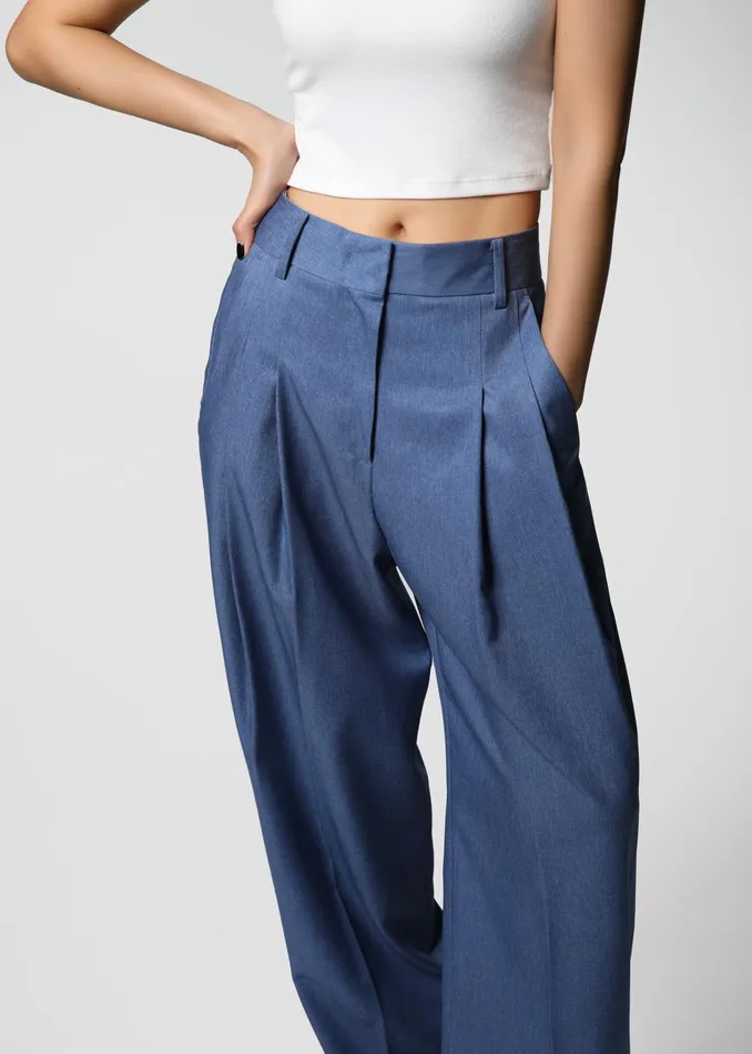 The Frankie Shop Bottoms Cooper Pintuck Trousers 8211 Blue 8211 Women