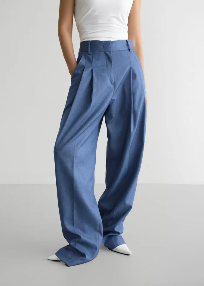 The Frankie Shop Bottoms Cooper Pintuck Trousers 8211 Blue 8211 Women