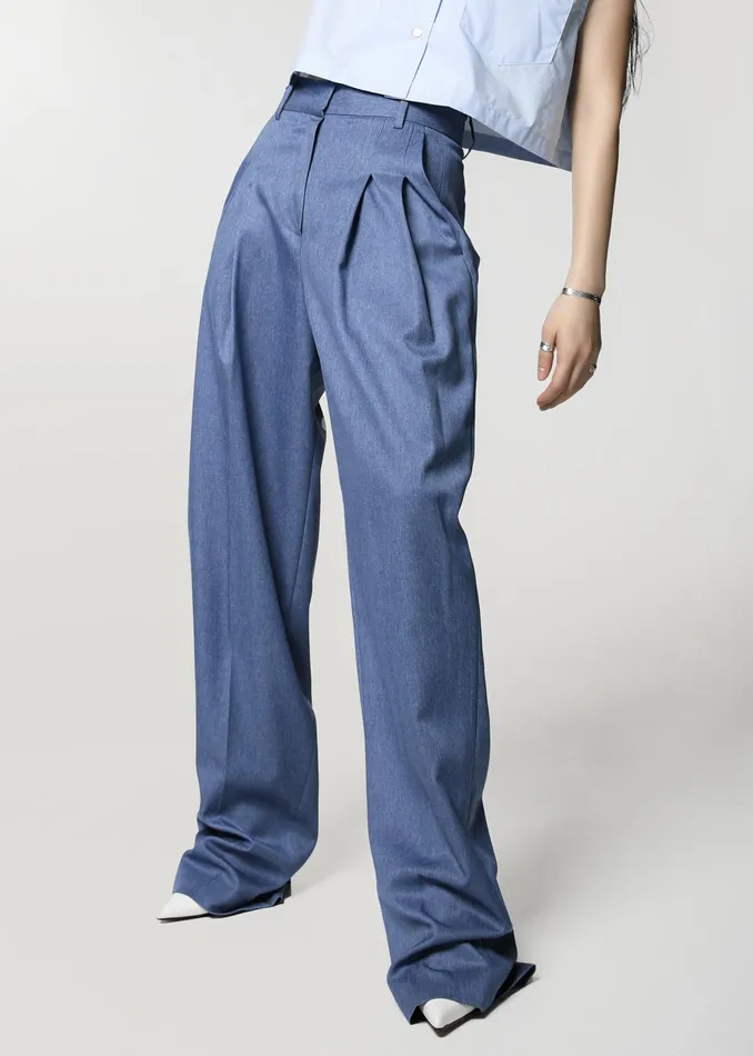 The Frankie Shop Bottoms Cooper Pintuck Trousers 8211 Blue 8211 Women