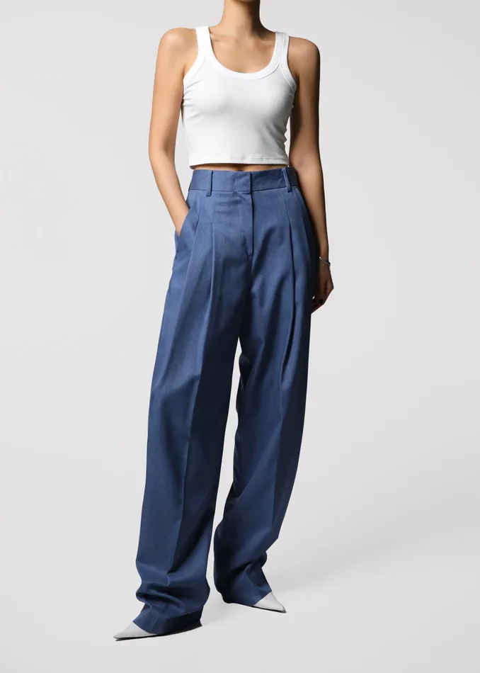 The Frankie Shop Bottoms Cooper Pintuck Trousers 8211 Blue 8211 Women