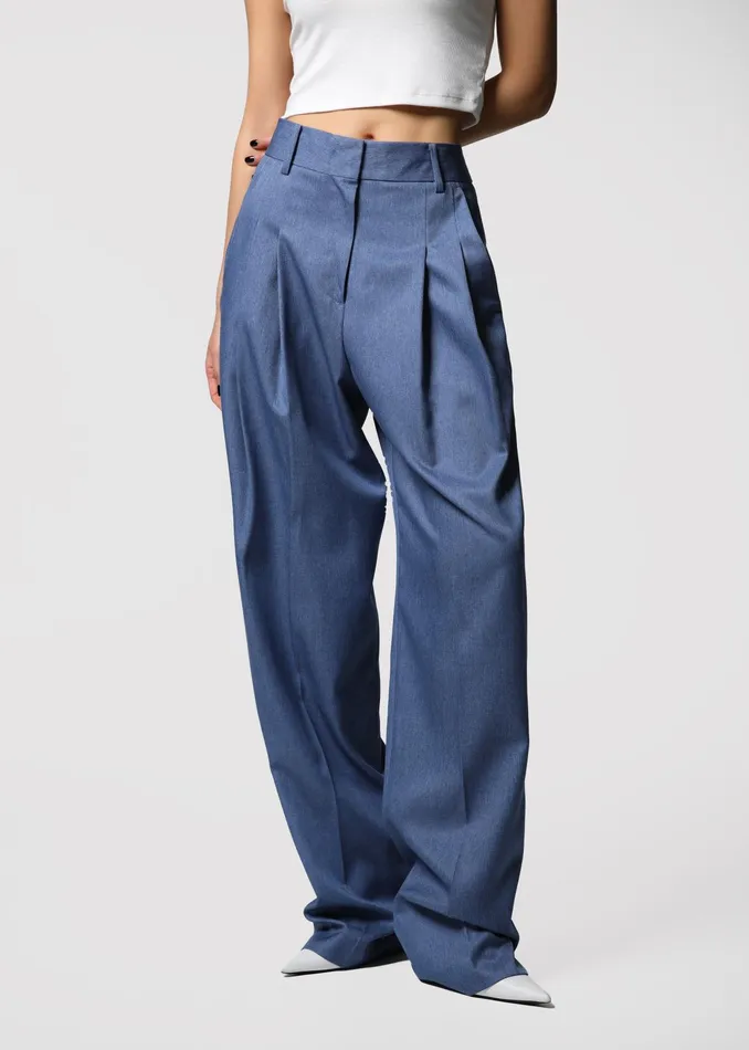 The Frankie Shop Bottoms Cooper Pintuck Trousers 8211 Blue 8211 Women