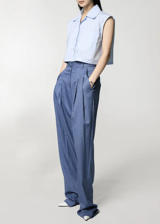The Frankie Shop Bottoms Cooper Pintuck Trousers 8211 Blue 8211 Women