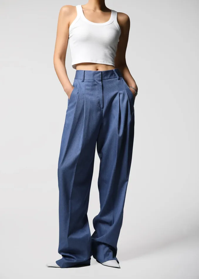 The Frankie Shop Bottoms Cooper Pintuck Trousers 8211 Blue 8211 Women