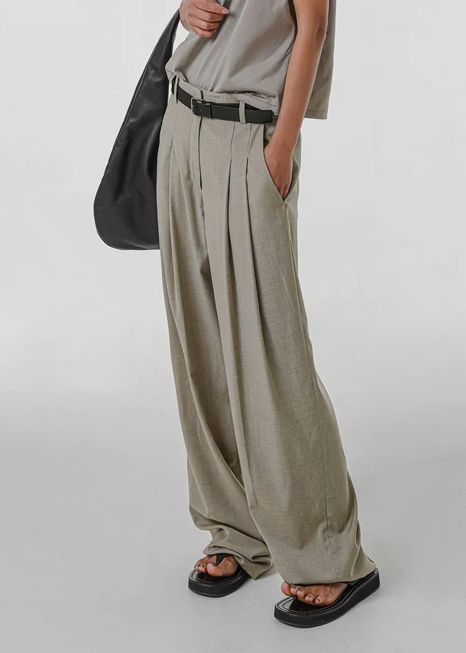 The Frankie Shop Bottoms Gelso Pleated Trousers 8211 Light Taupe Melange 8211 Women The Frankie Shop Bottoms Gelso Pleated Trousers 8211 Light Taupe Melange 8211 Women