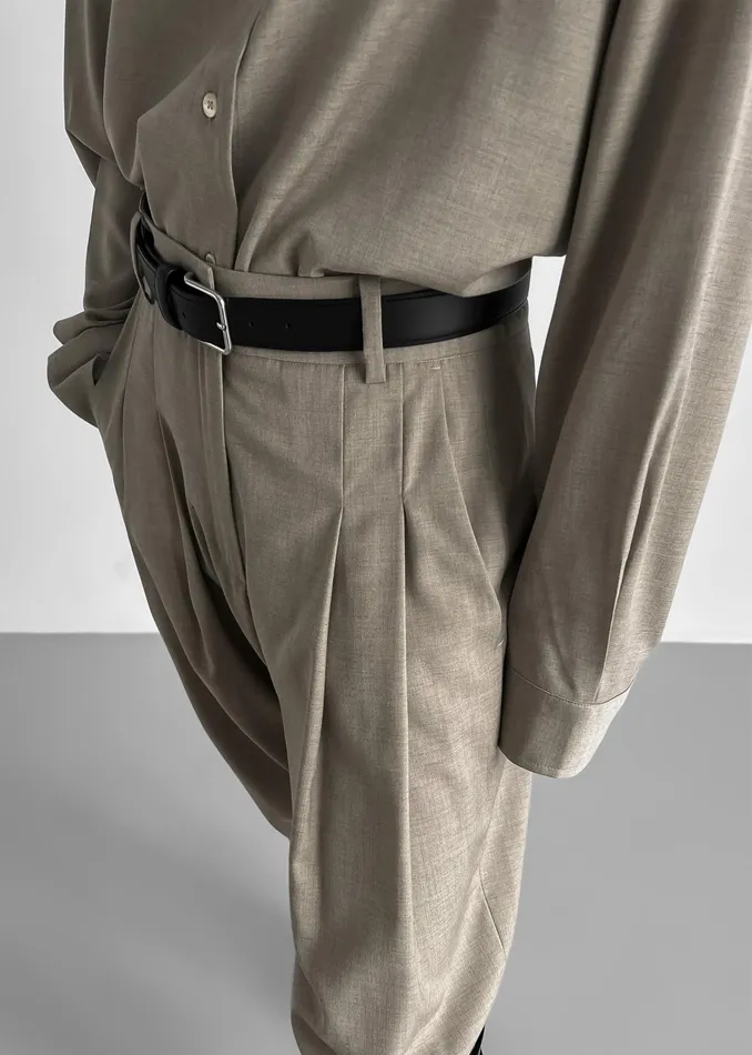 The Frankie Shop Bottoms Gelso Pleated Trousers 8211 Light Taupe Melange 8211 Women