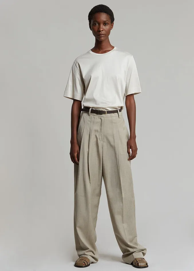 The Frankie Shop Bottoms Gelso Pleated Trousers 8211 Light Taupe Melange 8211 Women