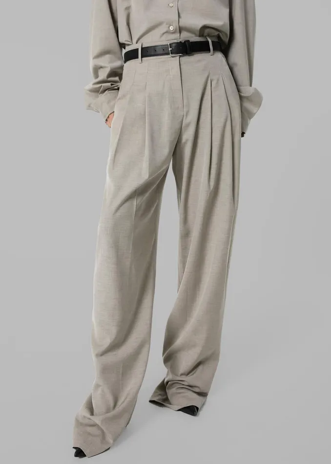The Frankie Shop Bottoms Gelso Pleated Trousers 8211 Light Taupe Melange 8211 Women