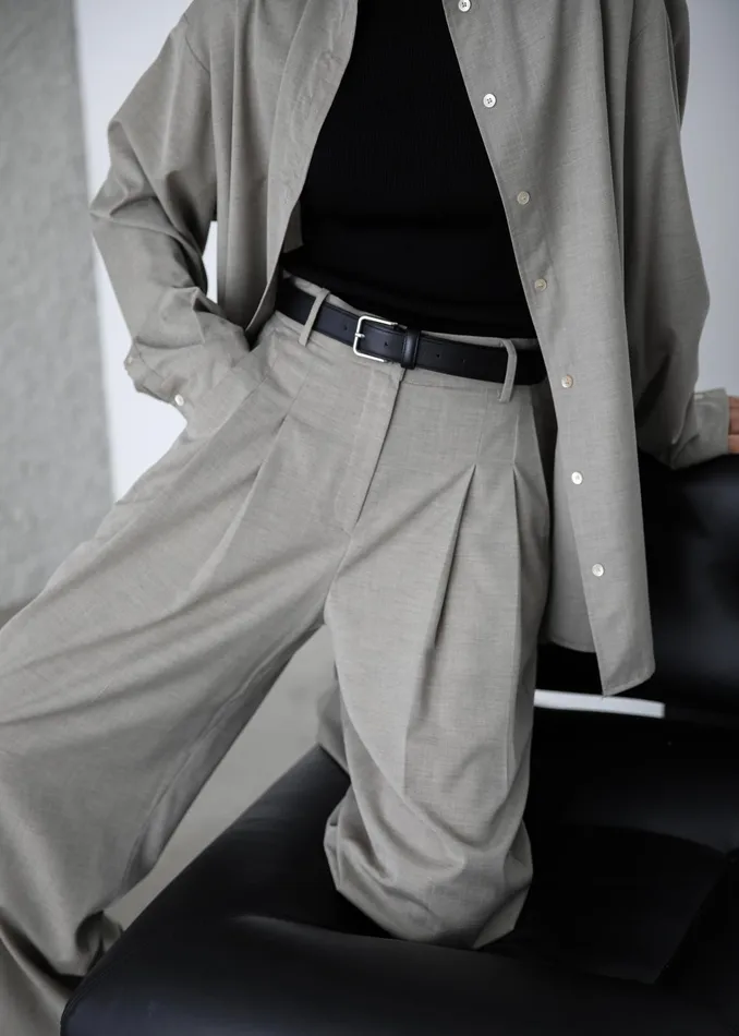 The Frankie Shop Bottoms Gelso Pleated Trousers 8211 Light Taupe Melange 8211 Women