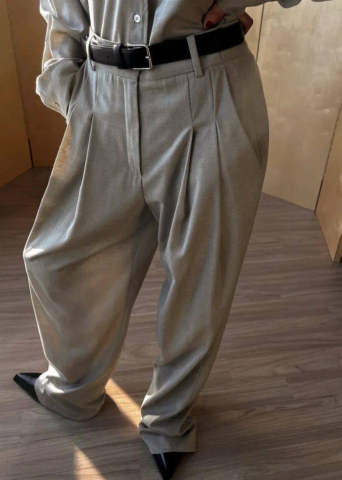 The Frankie Shop Bottoms Gelso Pleated Trousers 8211 Light Taupe Melange 8211 Women