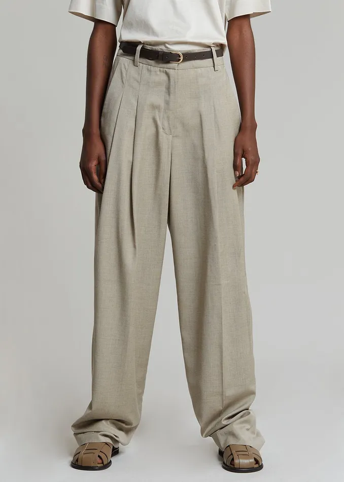 The Frankie Shop Bottoms Gelso Pleated Trousers 8211 Light Taupe Melange 8211 Women
