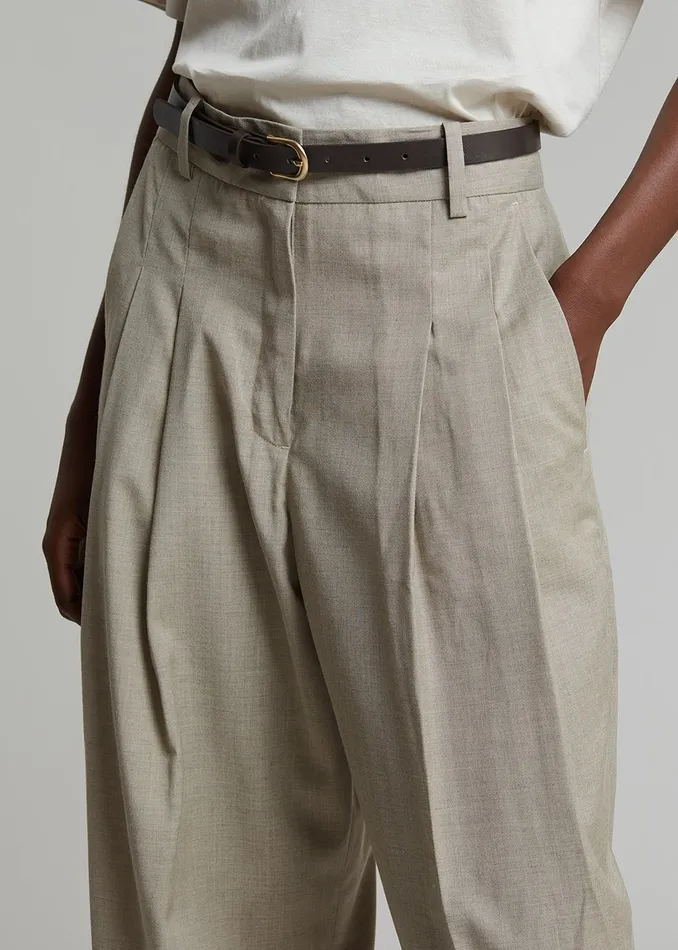 The Frankie Shop Bottoms Gelso Pleated Trousers 8211 Light Taupe Melange 8211 Women