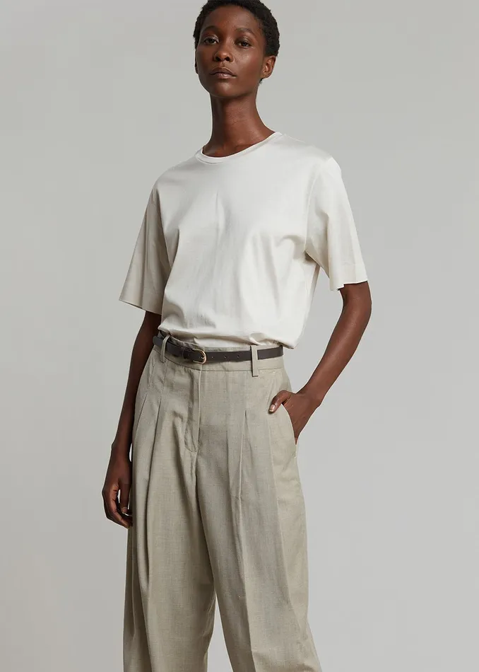 The Frankie Shop Bottoms Gelso Pleated Trousers 8211 Light Taupe Melange 8211 Women