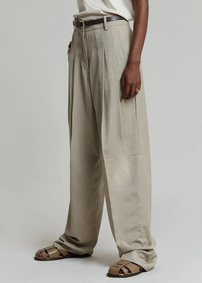 The Frankie Shop Bottoms Gelso Pleated Trousers 8211 Light Taupe Melange 8211 Women